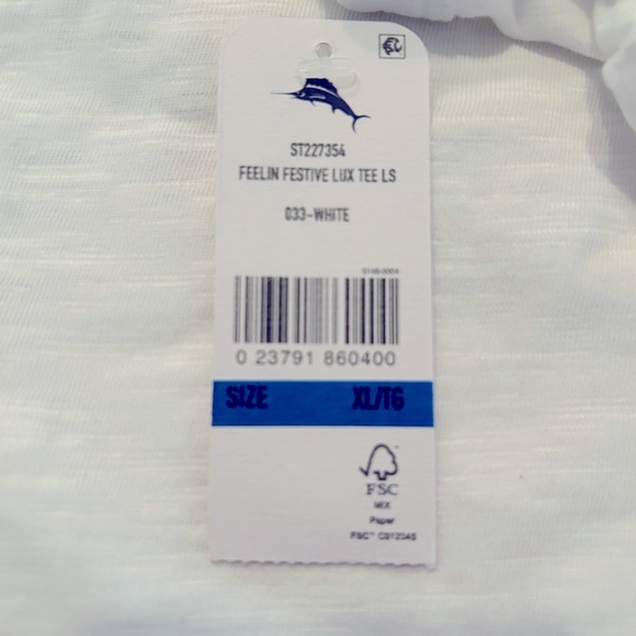 Tommy Bahama White Long Sleeve Feelin’ Festive Graphic Tee - Picture 5 of 7